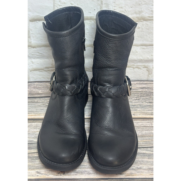 Women's Black Chunky Steven Madden Grunge Motorcycle Goth Boots 7M - Picture 1 of 16